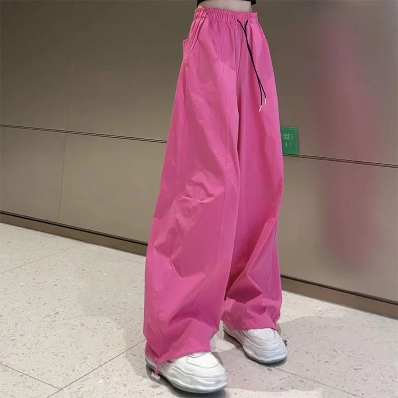 韩版字母刺绣薄款气球裤女夏季新款宽松显瘦速干休闲裤两穿弯刀裤