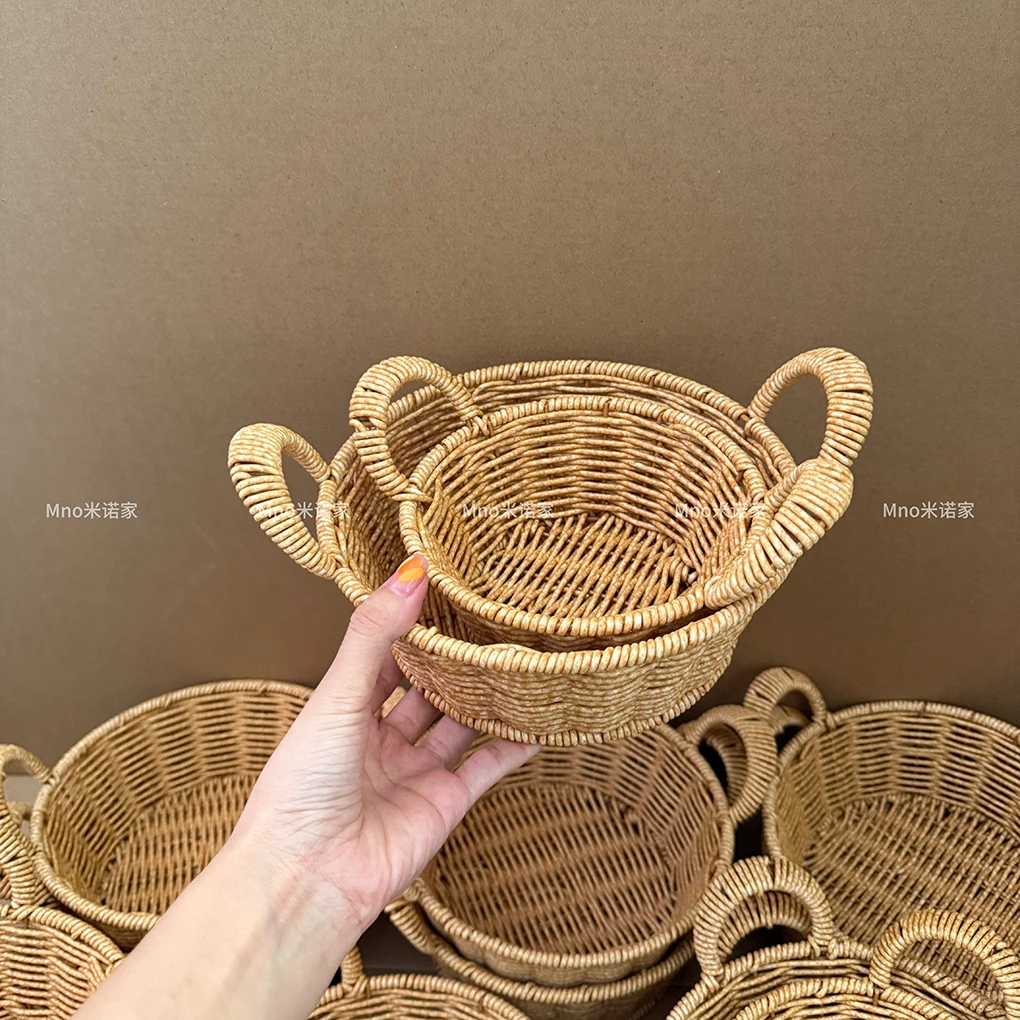 米诺家ins风手工编织果篮零食筐厨房蔬菜水果收纳筐家用水果篮