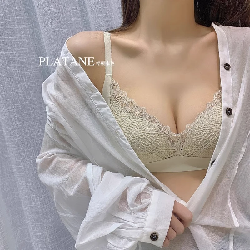 梧桐本色内衣女聚拢无钢圈性感蕾丝无痕调整型文胸罩21146