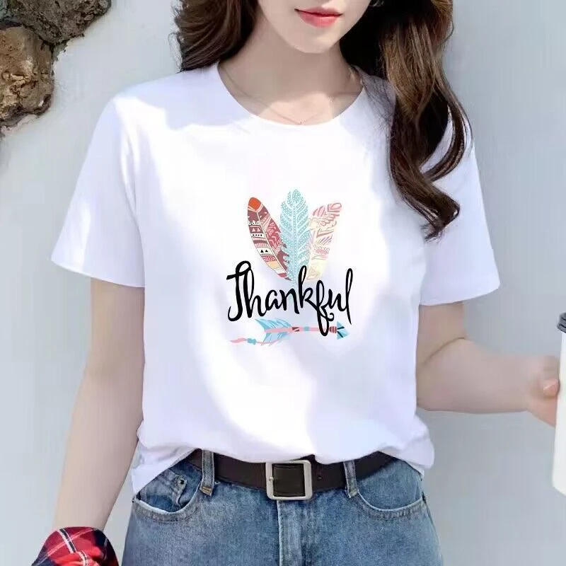 圆领女装新款韩版学生休闲短袖女装t恤夏季圆领宽松大码白色上衣