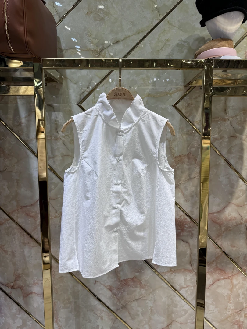 黛蜜儿2025新款无袖立领衬衫