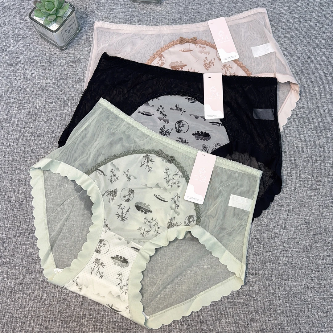 小木屋8622 新品中高腰国风舒适亲肤透气性感女士蕾丝内裤