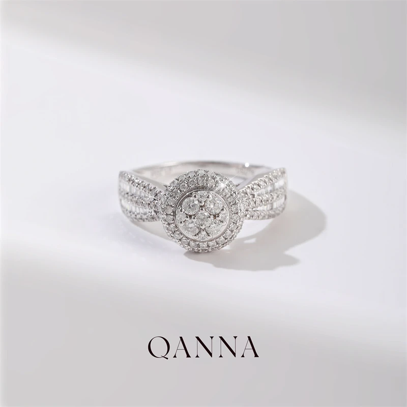 QANNA【1克拉 鸽子蛋戒指】18K金小众奢华圆形钻戒钻石戒指AF