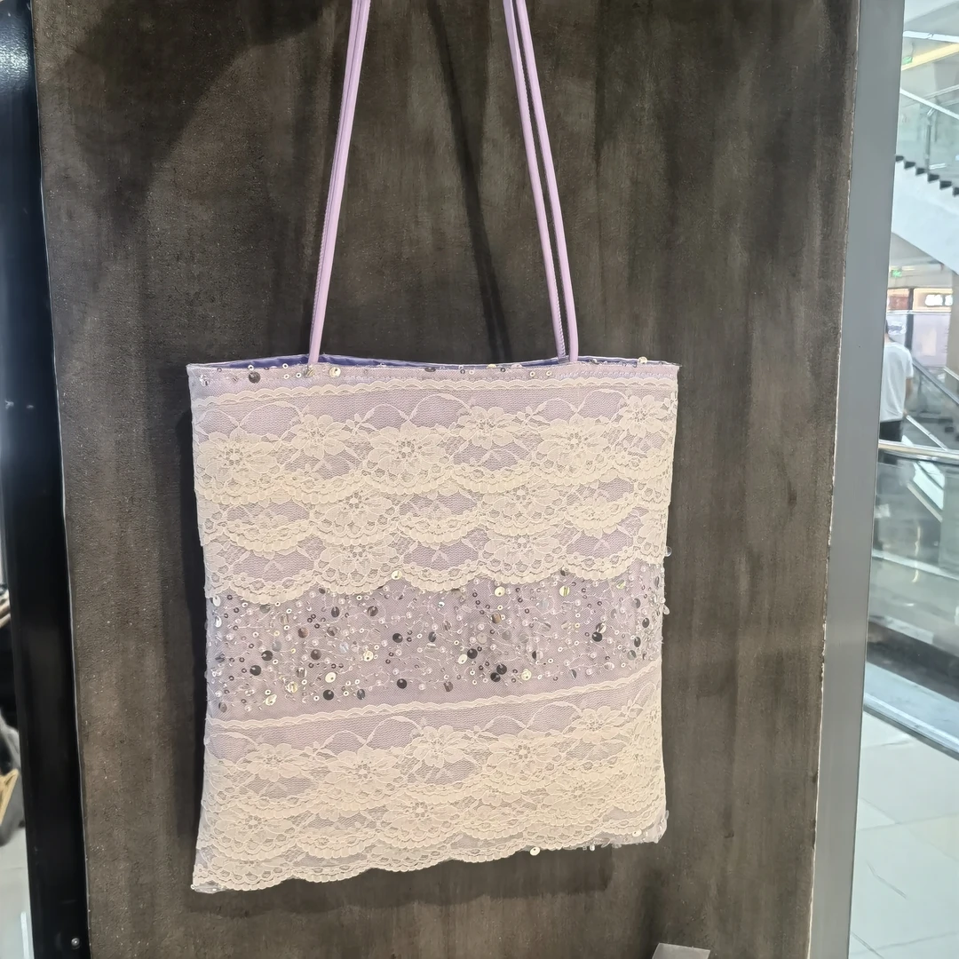 JJ070紫色亮片蕾丝包包