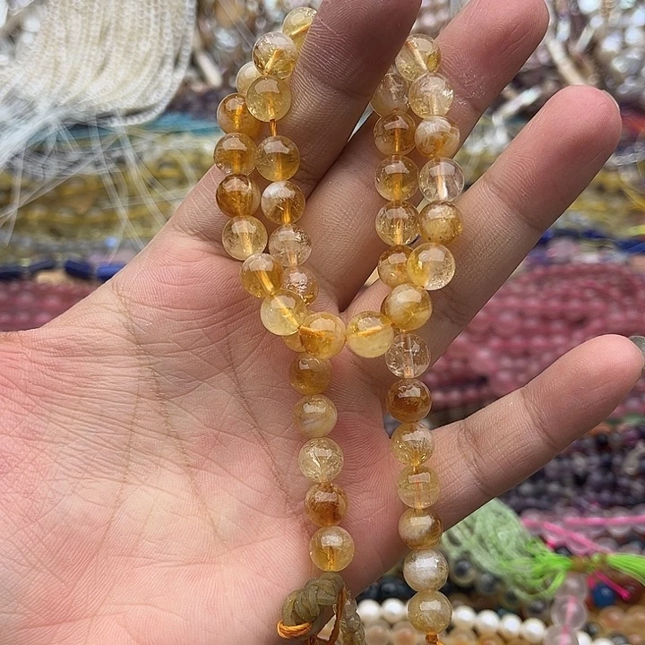 玛瑙/玉髓未镶嵌珠宝半成品一条8mm左右黄塔晶