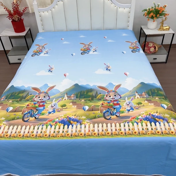 夏季必备加厚粗布床单【长耳兔】尺寸2X2.4米舒适柔软透气四季款