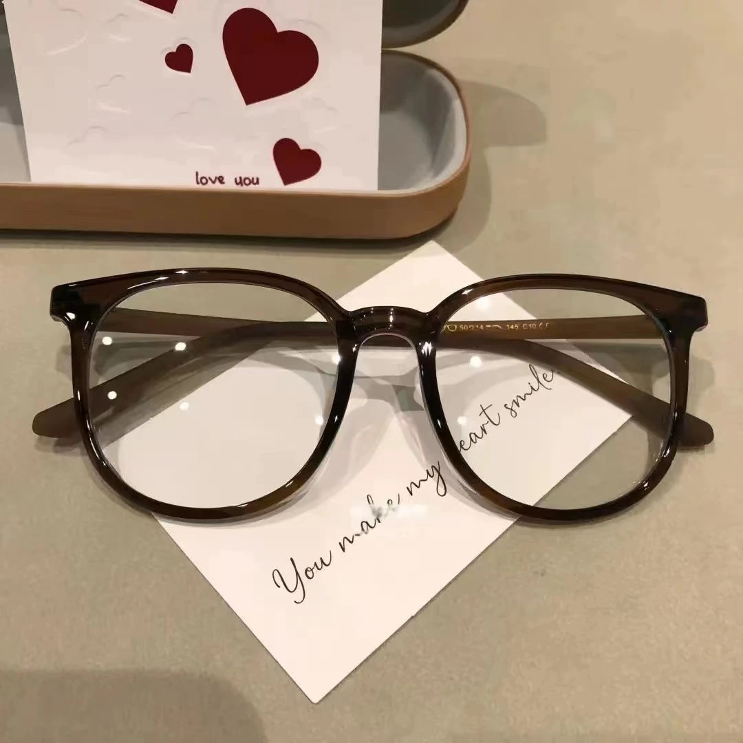 谁戴谁好看！超显白栗子棕眼镜框素颜百搭神器近视眼镜女可配度数