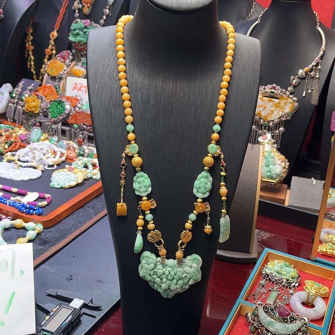 翡翠未镶嵌套链双十二直降不议价翡翠项链套装