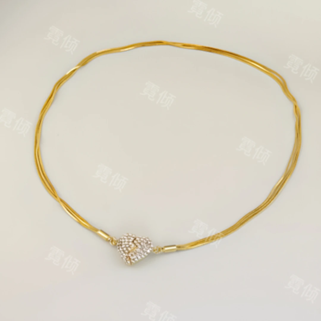 铜合金合成锆石项链 [心心相印]高级感情人节礼物气质时尚项链