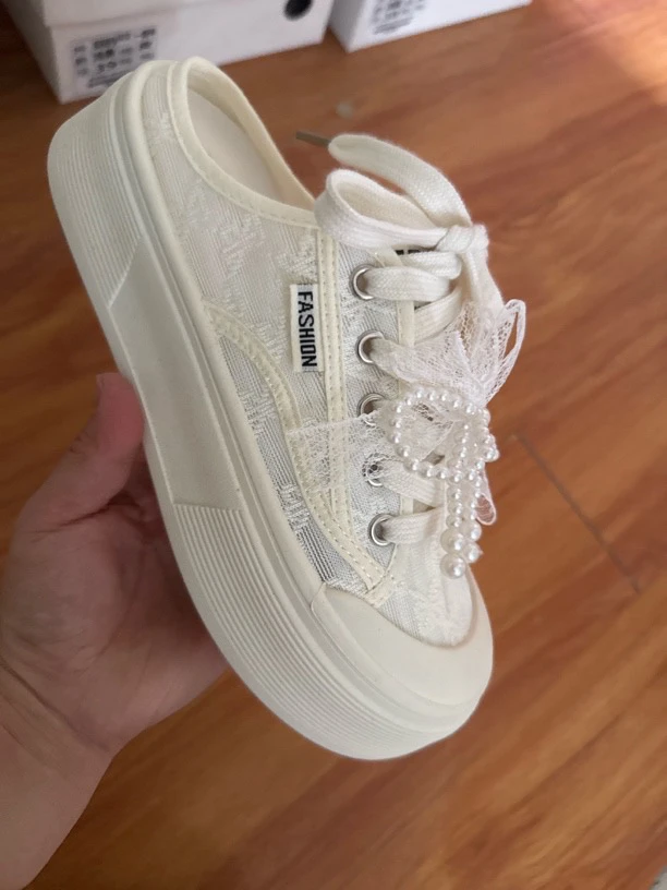 03女士蕾丝渔夫半拖鞋小香风