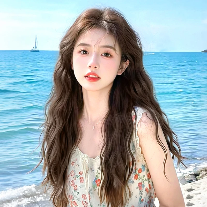 【不用戴发网的假发】长款水波纹假发手织蕾丝混真发中分假发片