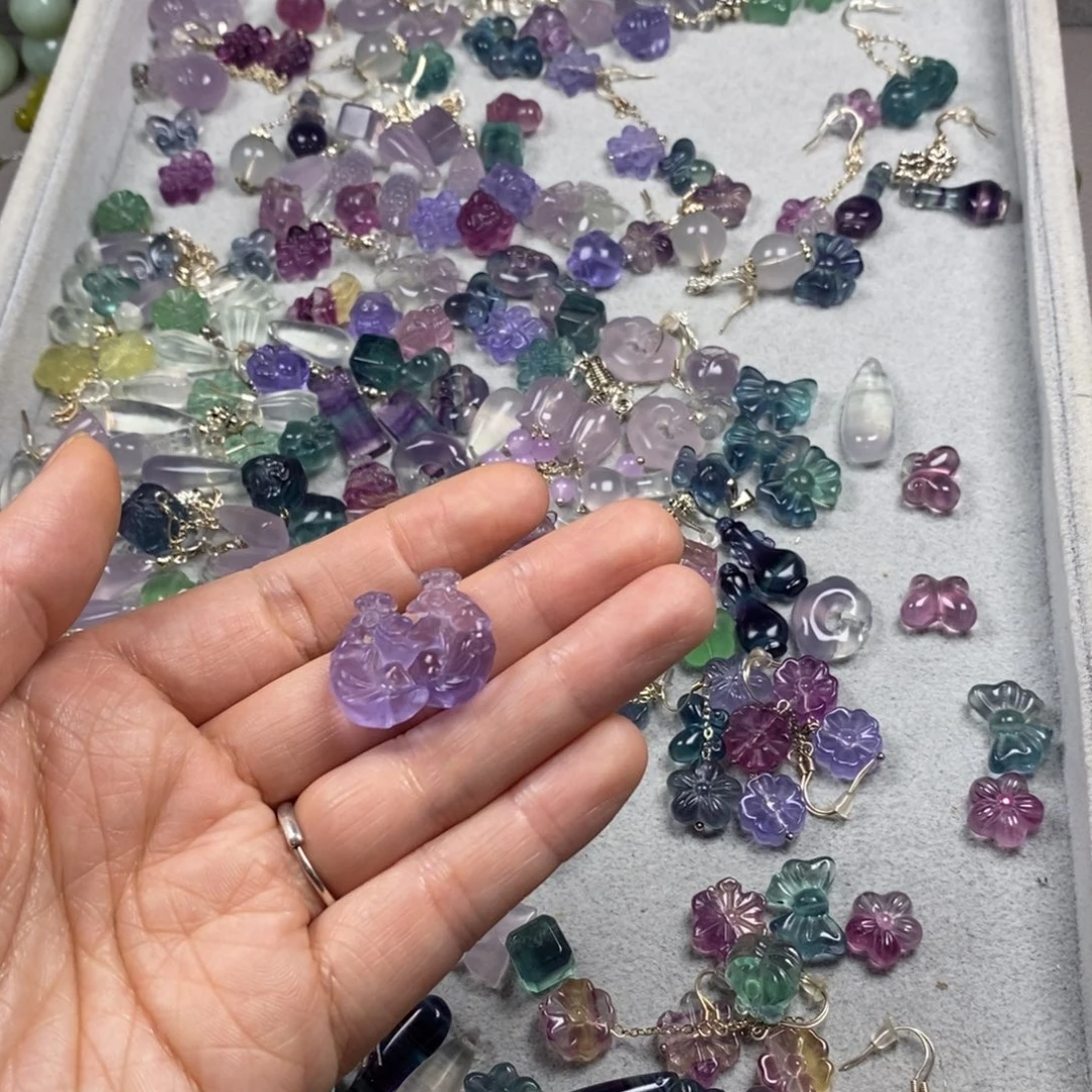 萤石挂件耳饰耳环项链未镶嵌