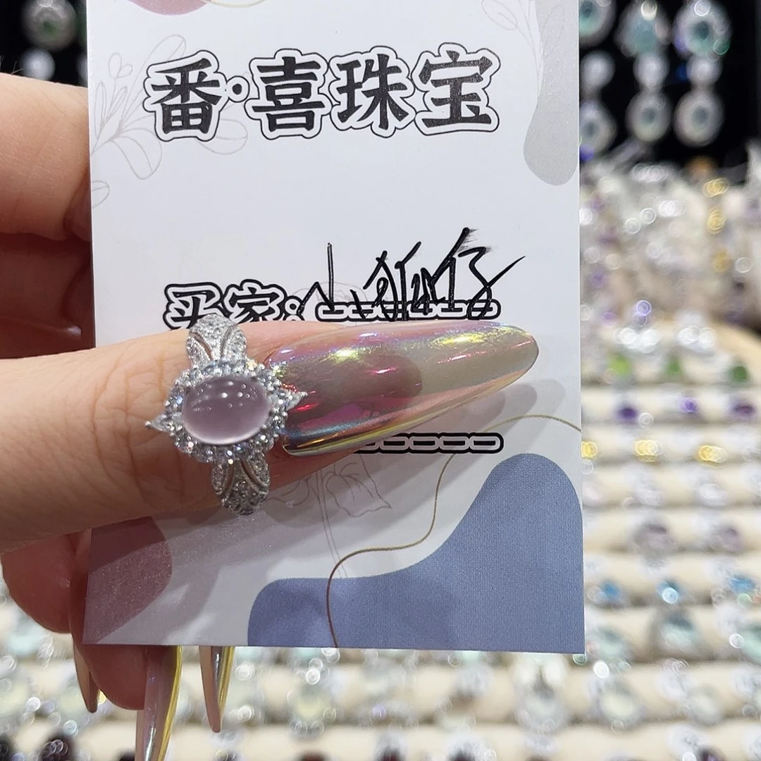烟晶戒指银S925镶嵌小*仔戒指