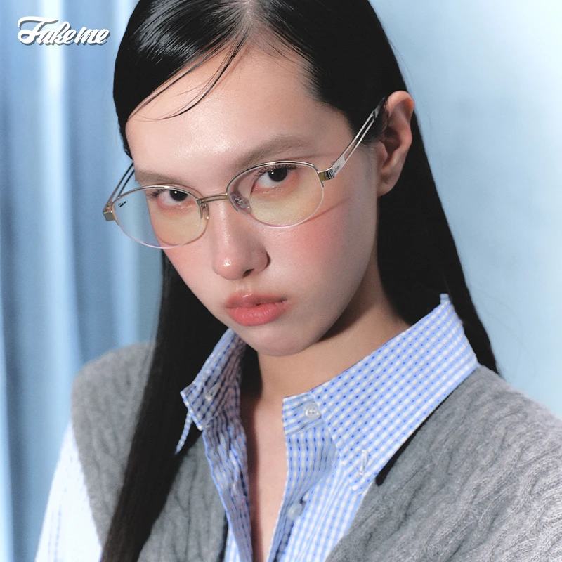 Fakeme（达人专属）老钱风光学镜框格雷系素颜镜轻奢白月光backbone