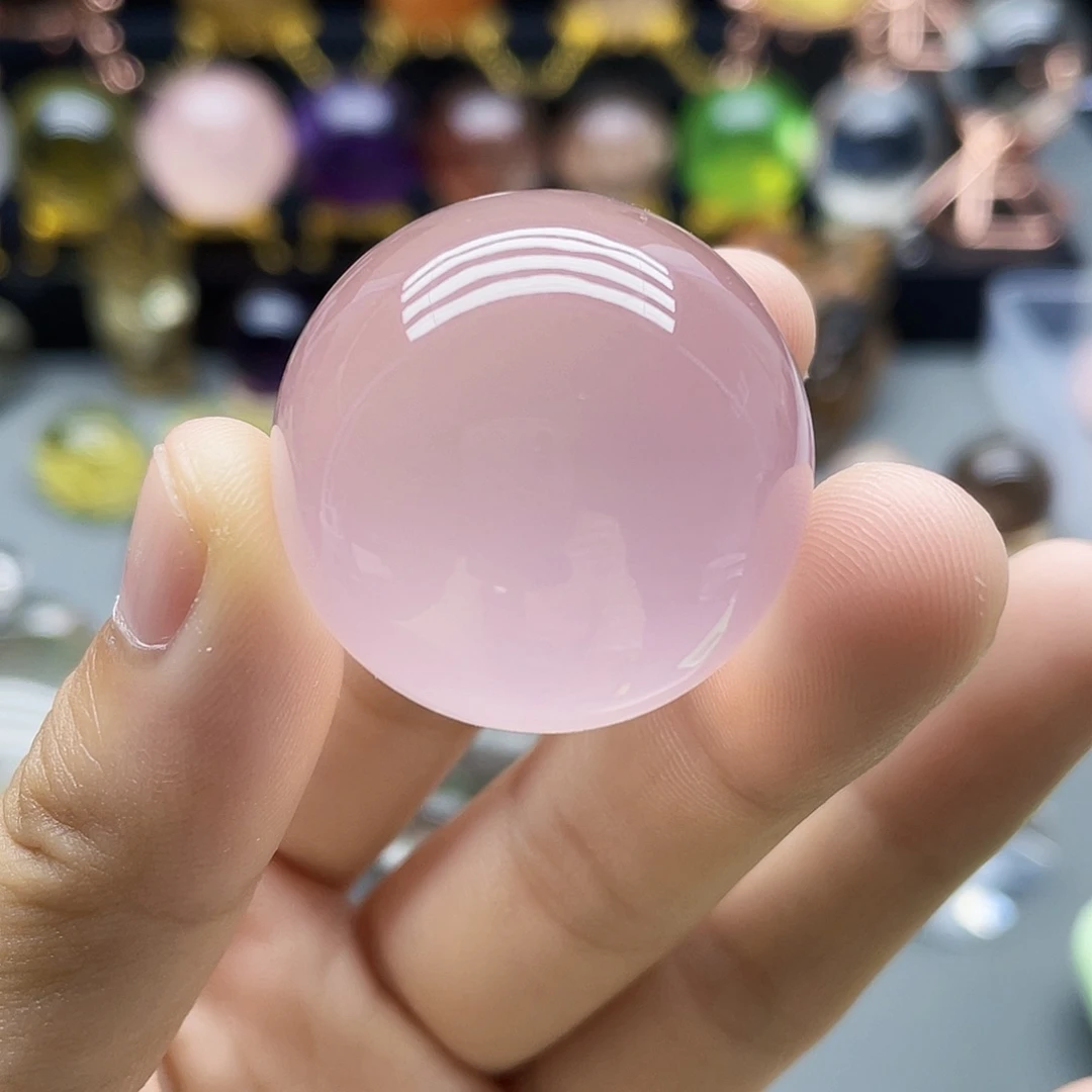 未镶嵌珠宝半成品水晶天然粉水晶纯净体31.7mm