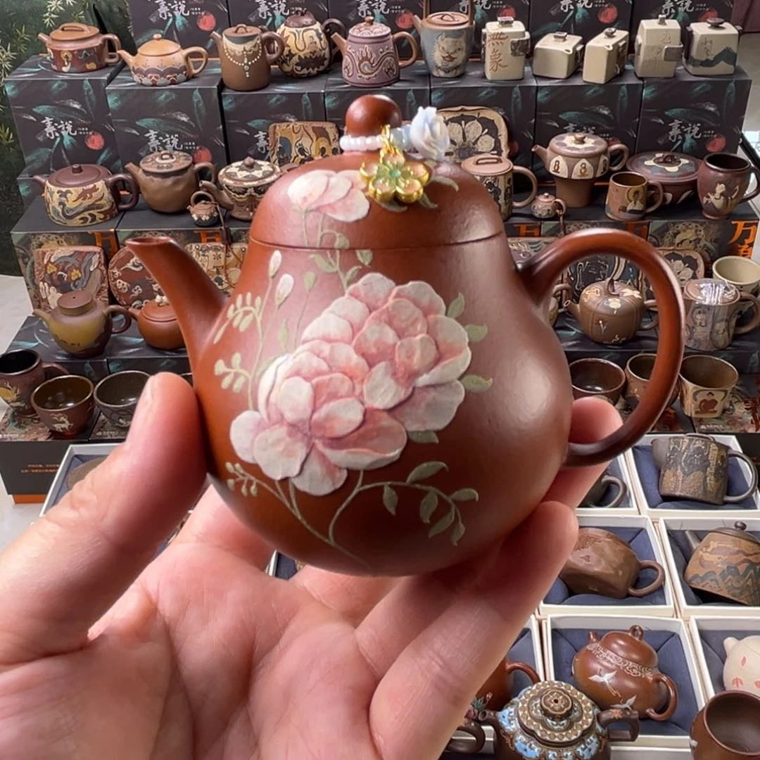 茶壶紫砂150cc牡丹梨壶