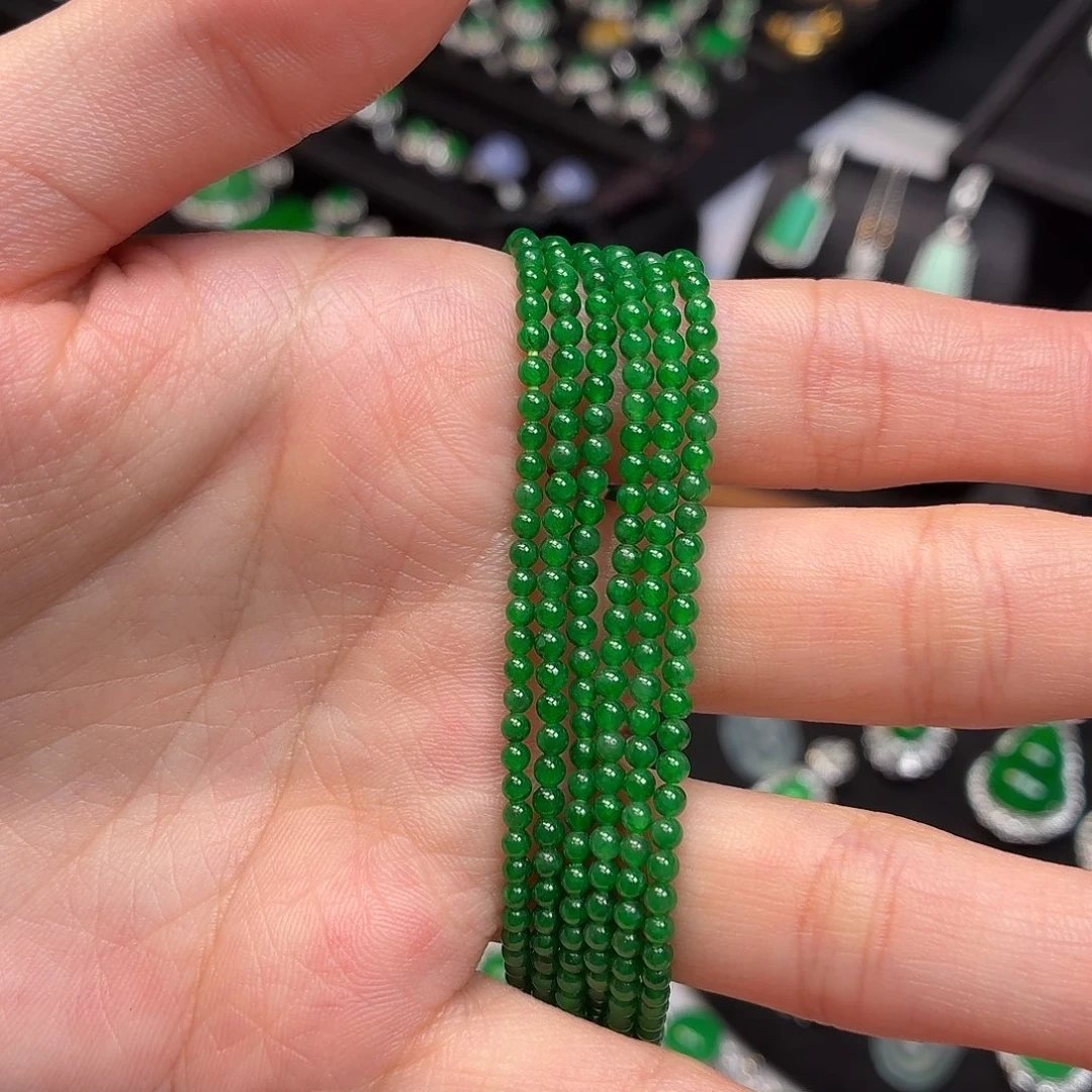 翡翠18K金镶嵌颈饰032小米珠