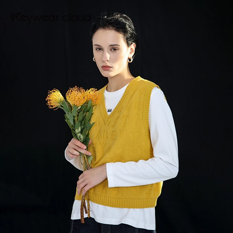 Keywearcloud奇威秋小心机叠穿棉V领无束缚背心舒适百搭显白上衣