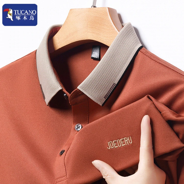 啄木鸟夏季男士撞色翻领短袖POLO衫中青年时尚百搭轻商务半袖t恤