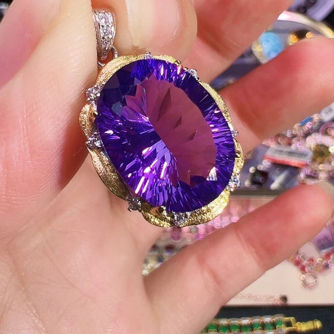 银S925镶嵌珠宝半成品紫晶