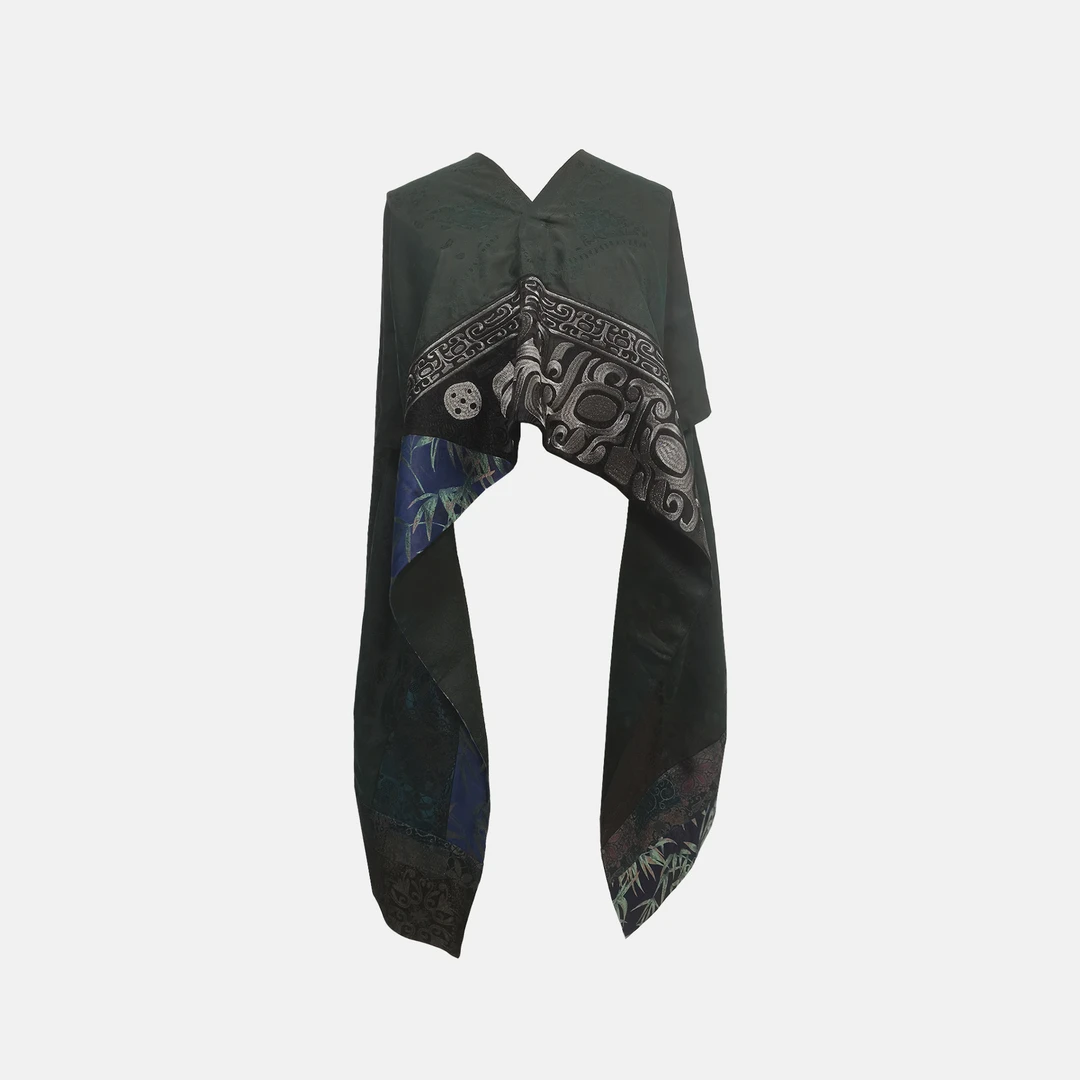 【古锦金辉】盘金绣拼接宋锦魔法大披肩DB-S250073