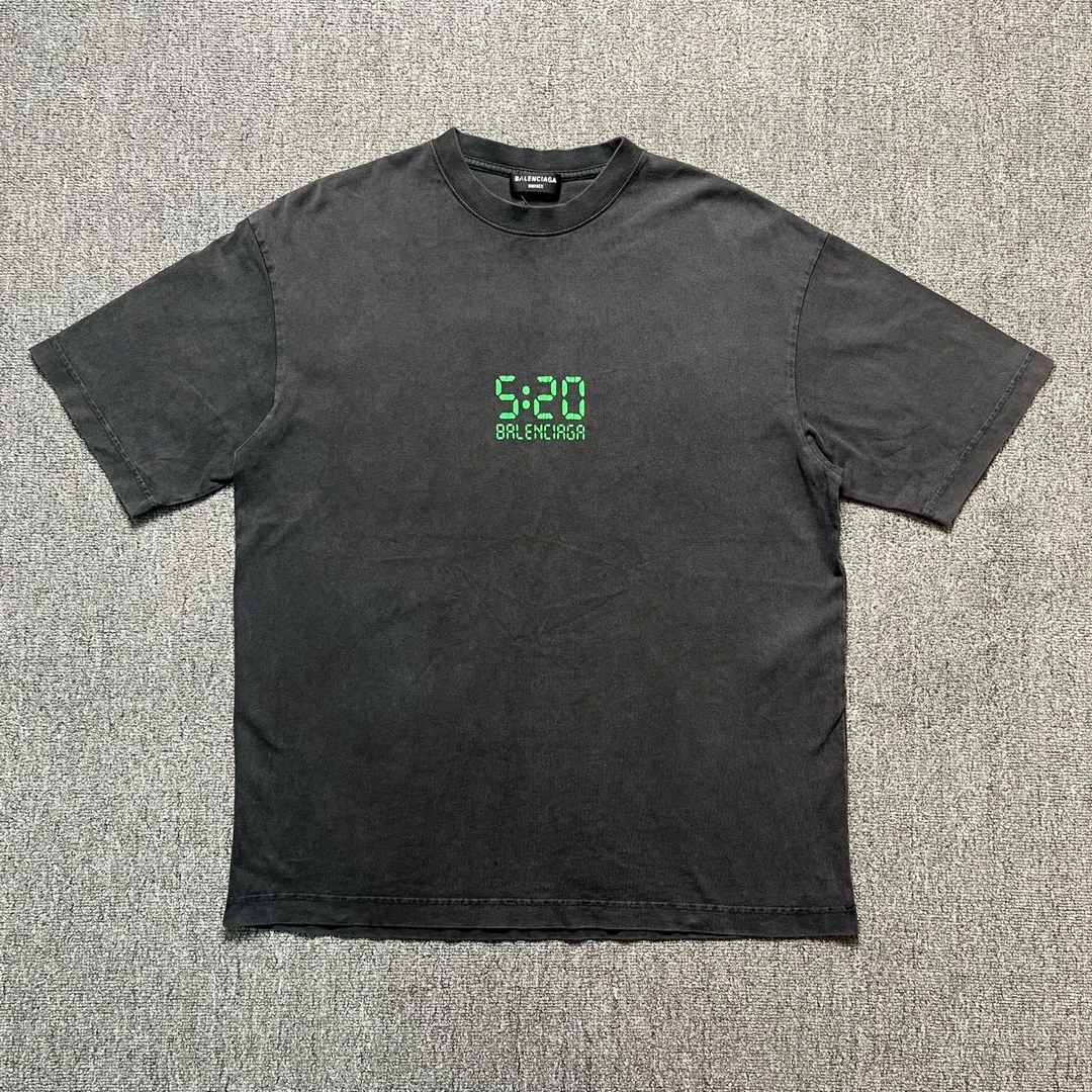 95新 Balenciaga/巴黎世家 520印花水洗做旧短袖/XS码/95新/12123