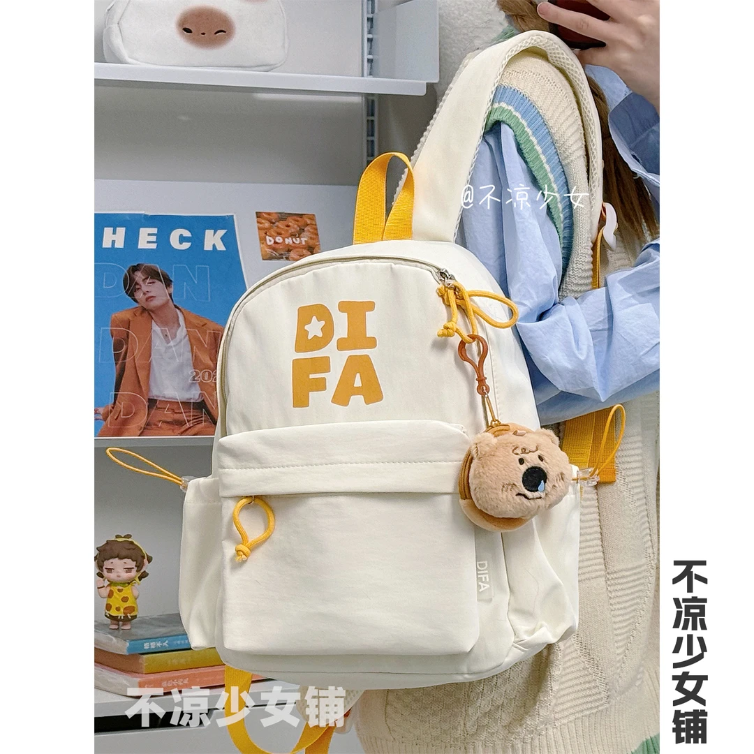 字母户外出游轻便小众书包学生美式复古迷你双肩包简约百搭小背包