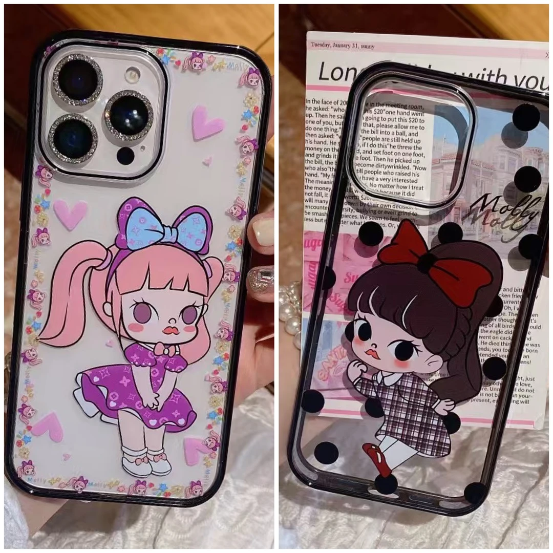 害羞女孩卡通风格适用于苹果系列手机壳周边doro