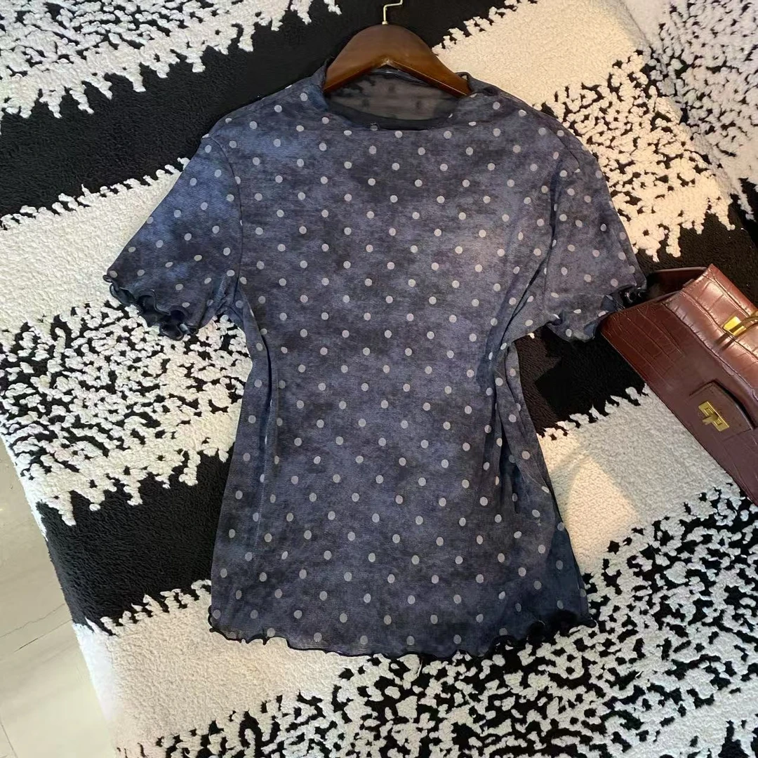 【K姐私家定制】年中-福利场-轻薄款修身百搭T恤波点提花上衣