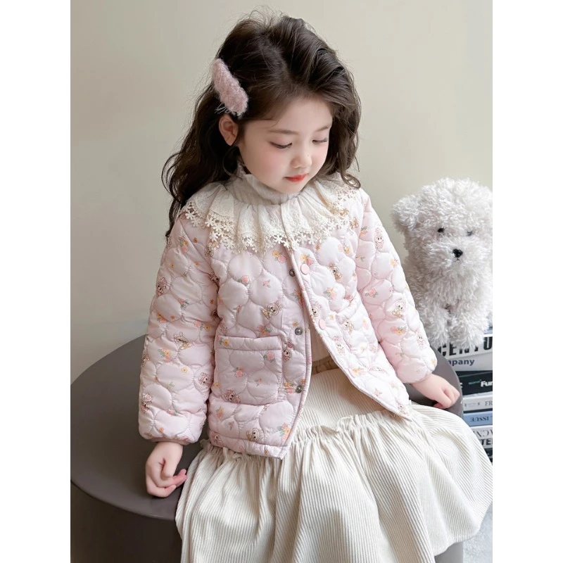 女童加绒外套秋冬季2025新款儿童冬装加厚二棉衣服女宝宝洋气棉衣
