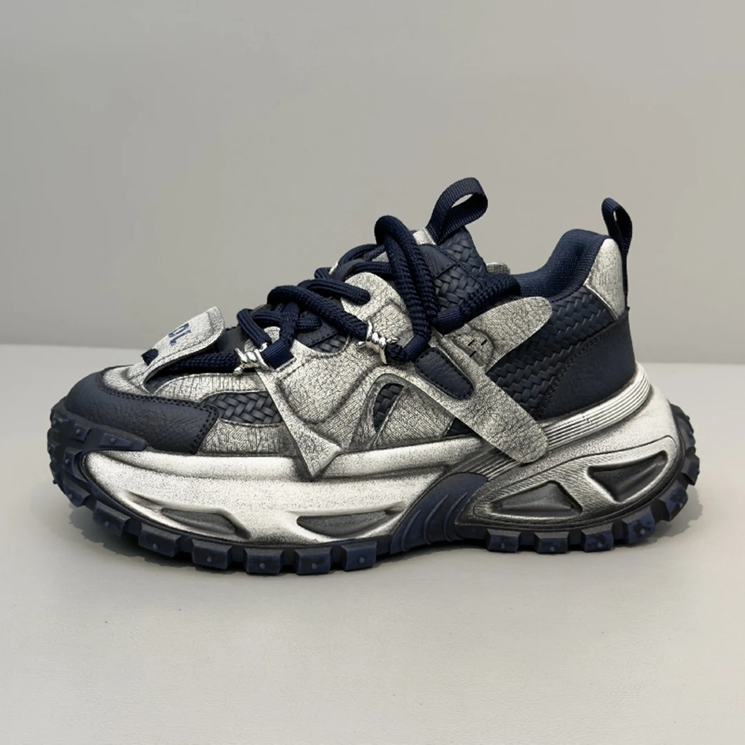 欧洲站复古编织男鞋2025年秋季新款厚底增高舒适老爹鞋潮流休闲鞋