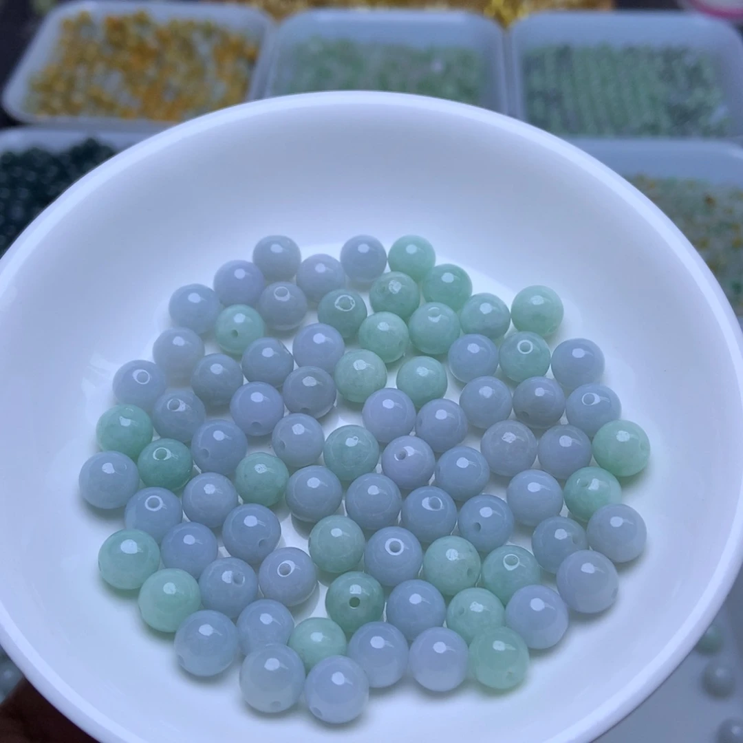 未镶嵌手链翡翠卡7.3冰紫绿20个