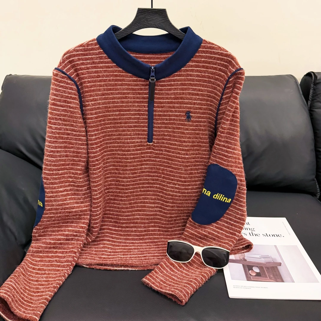 【毛绒绒】2025新款时尚立领长袖T恤简约百搭女秋季显瘦