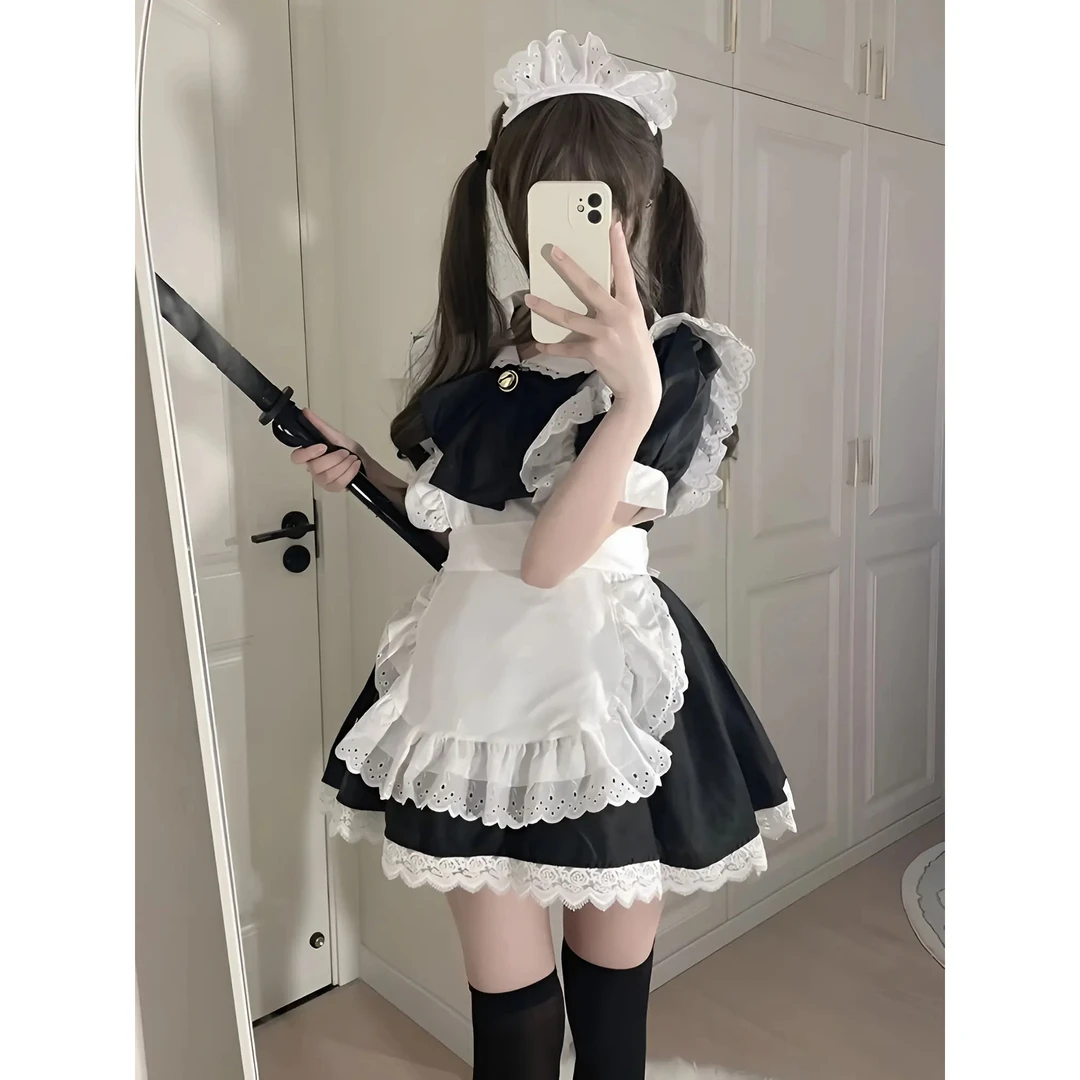 奶霜可可*日系软萌大蝴蝶结Lolita女仆装可爱cos服铃铛甜妹连衣裙