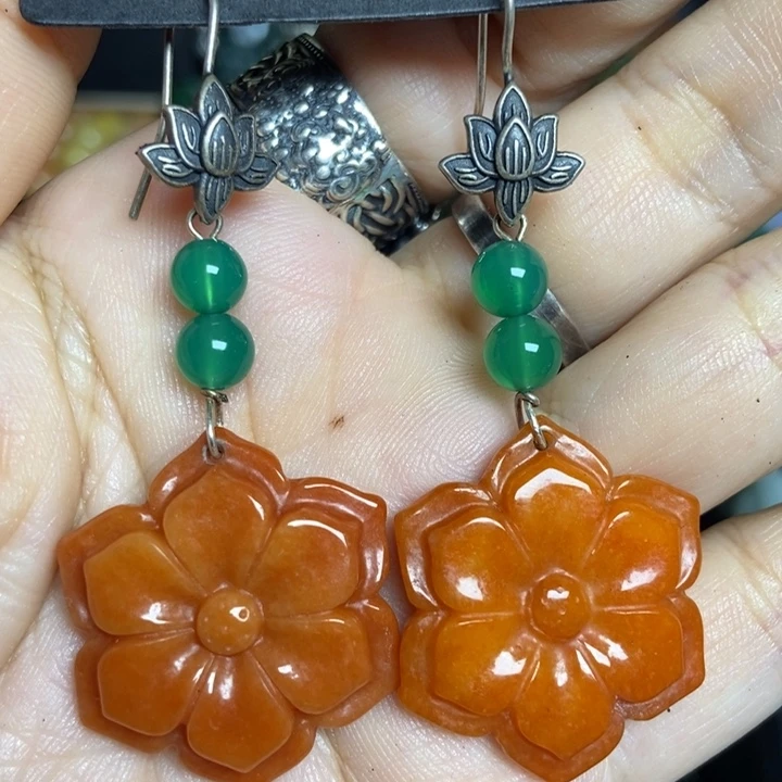 翡翠散珠?***?花耳坠一对