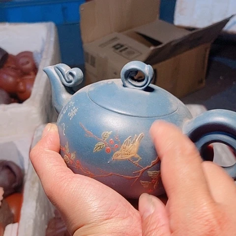 茶杯绿泥宜兴紫砂全手工制作清货