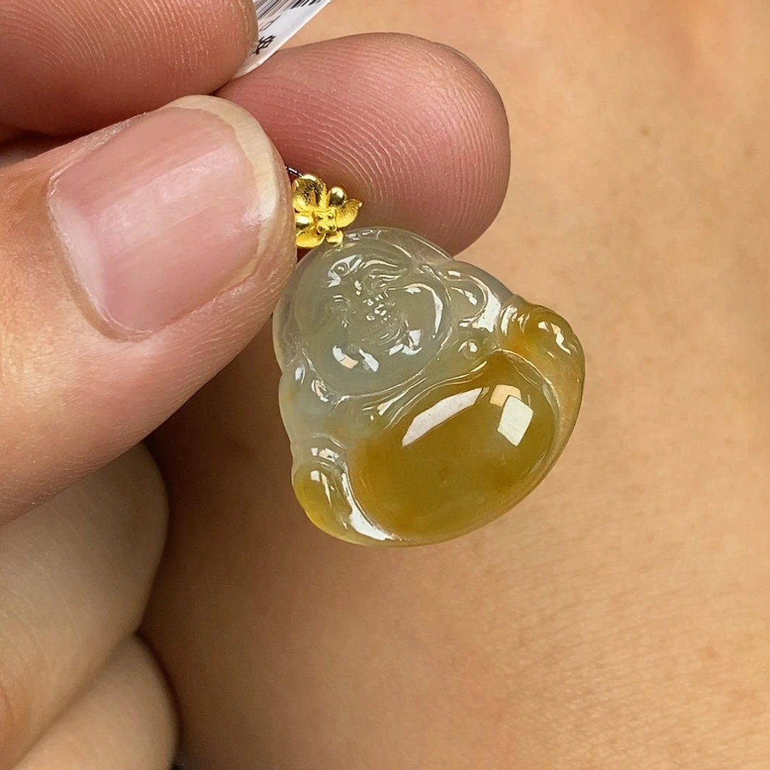 翡翠18K金镶嵌颈饰佛公