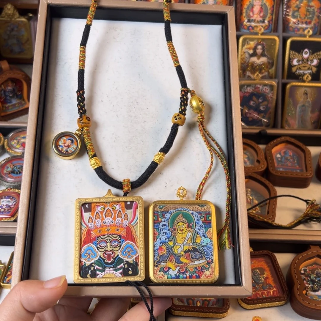 吊坠轻*装裱画双面扎基➕黄财神➕大日