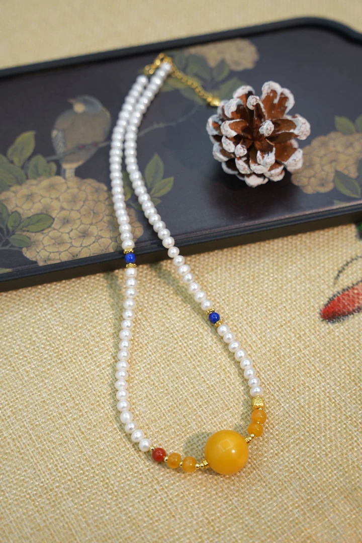 16+帝王黄单珠DIY珍珠项链多样性发一件JZF6507906