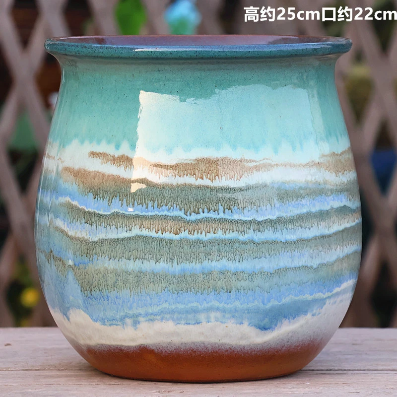 手工粗陶高大绿植盆多肉花盆陶瓷老桩透气大盆天堂鸟发财树盆41