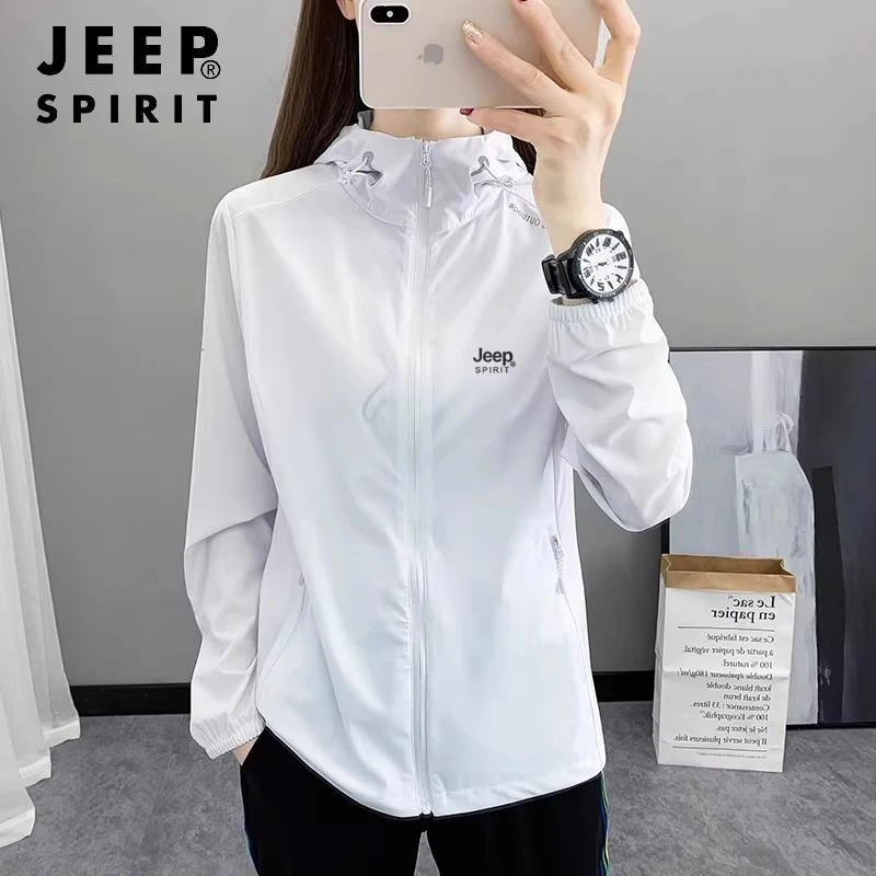 jeep吉普防晒衣女夏季防紫外线薄款冰丝纯色长袖登山旅行防晒服男