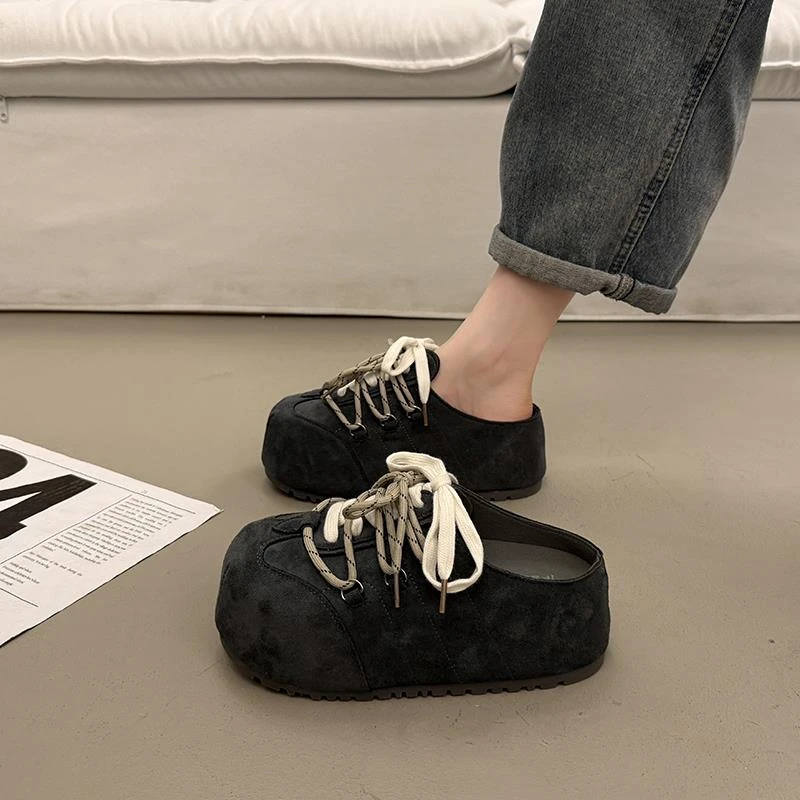 包头半拖鞋女外穿厚底增高勃肯鞋超火新款春夏季一脚蹬懒人鞋