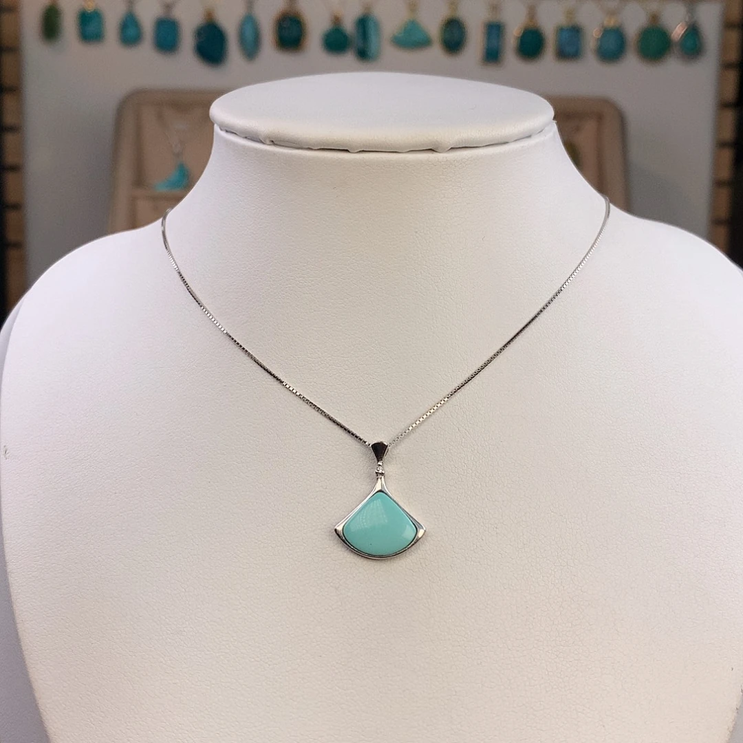 绿松石银S925镶嵌吊坠(赠链)