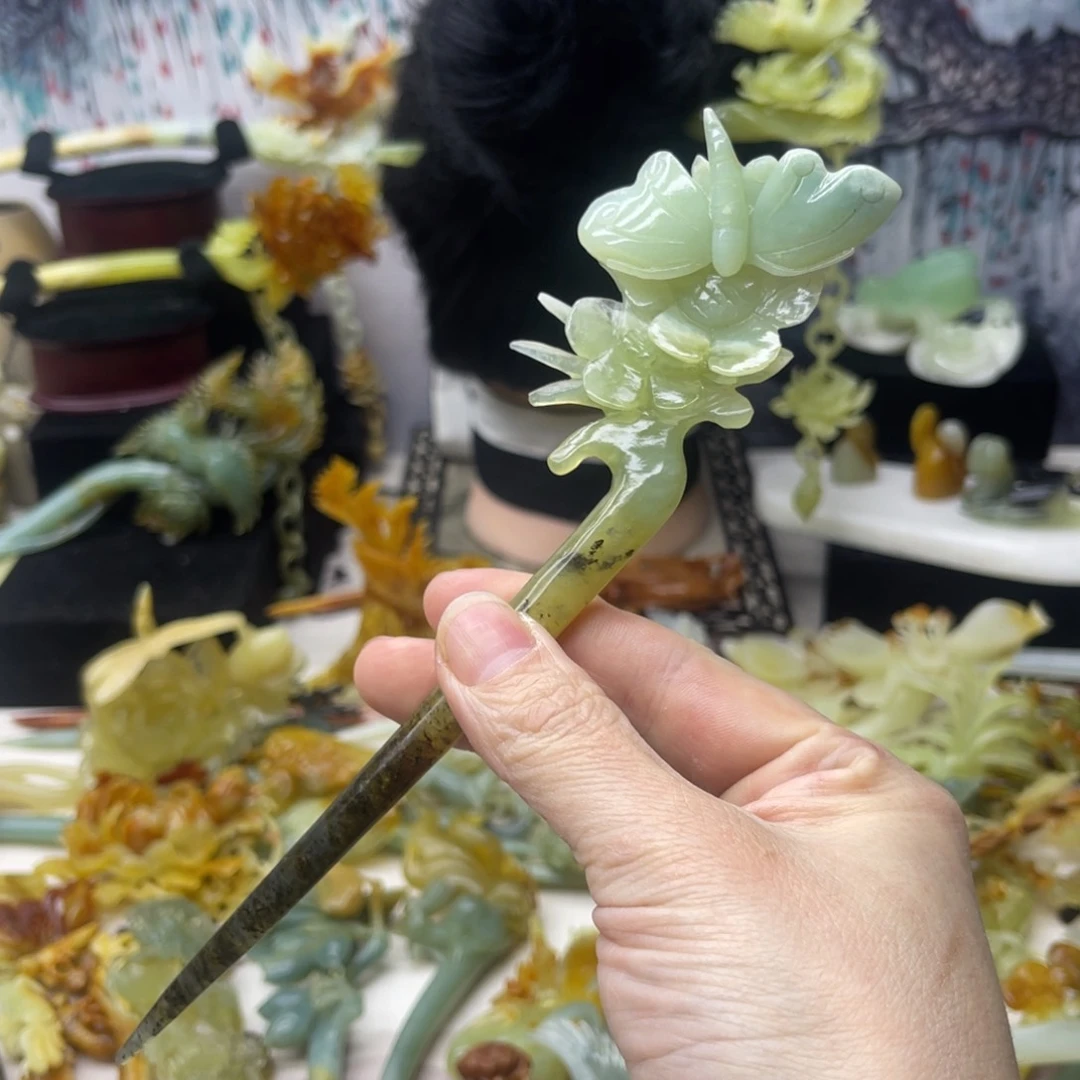 【闪购商品】蛇纹石玉发饰合金