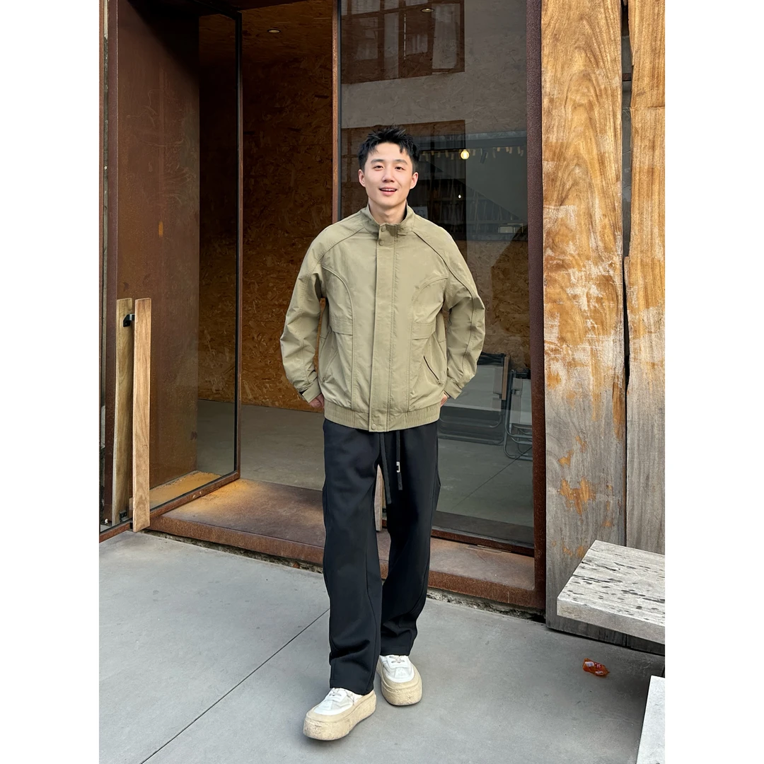 BIG林外套男2025春季爆款美式复古纯色宽松百搭立领夹克LT101