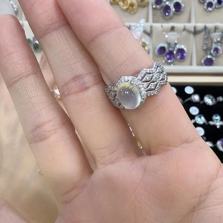 昀***希岫玉银S925镶嵌戒指