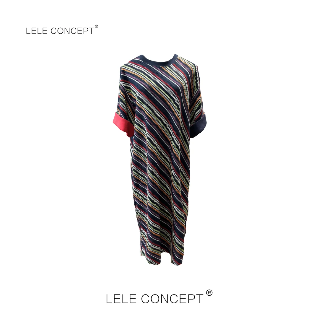 LELE CONCEPT | 【如一】气质减龄高级撞色条纹T裙Q0681