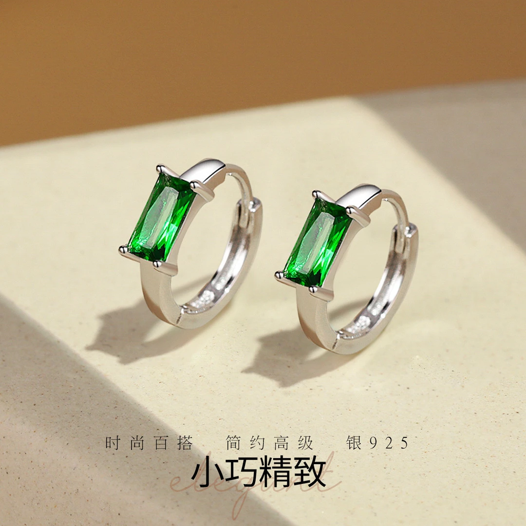 925银仿水晶耳饰 S925银高级复古法式小巧精致耳圈耳扣耳饰耳环