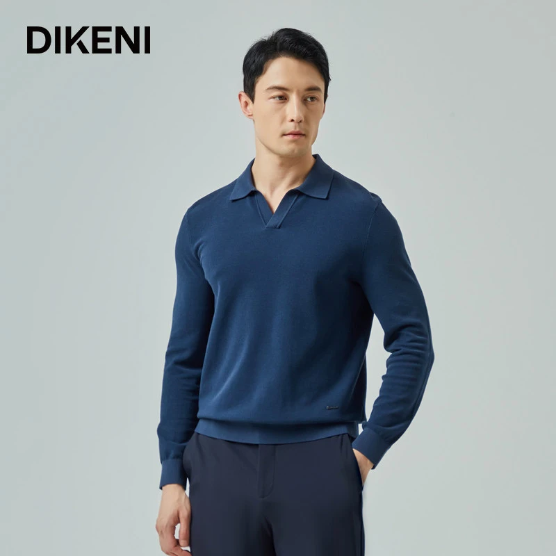 迪柯尼高级感领针织T秋季简约商务通勤男士翻领polo衫