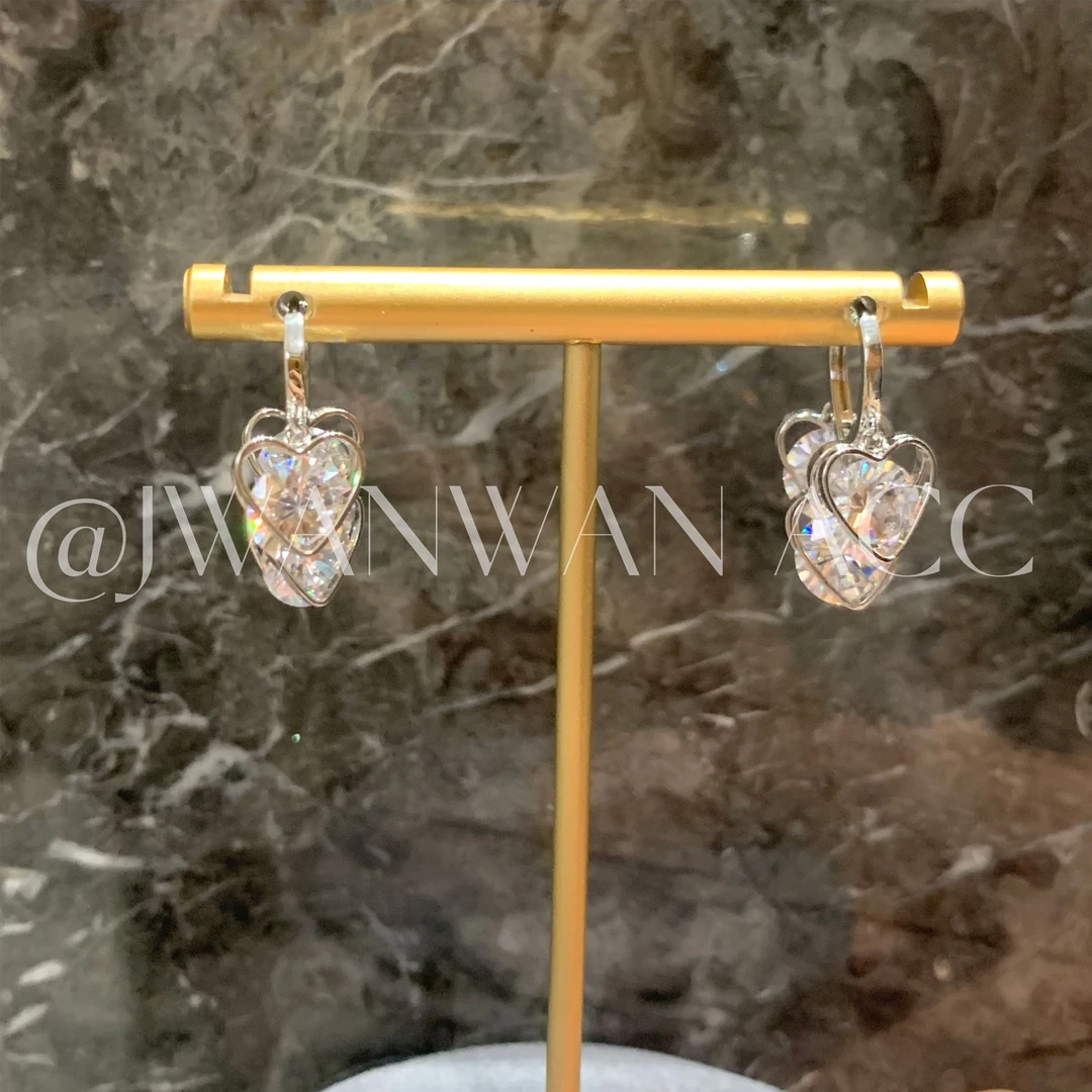 铜合金锆石耳饰 在逃甜心.灵动爱心闪钻流苏耳环